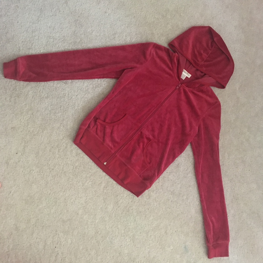 Girls Red Velvet Tracksuit Set - Picture 2 of 6